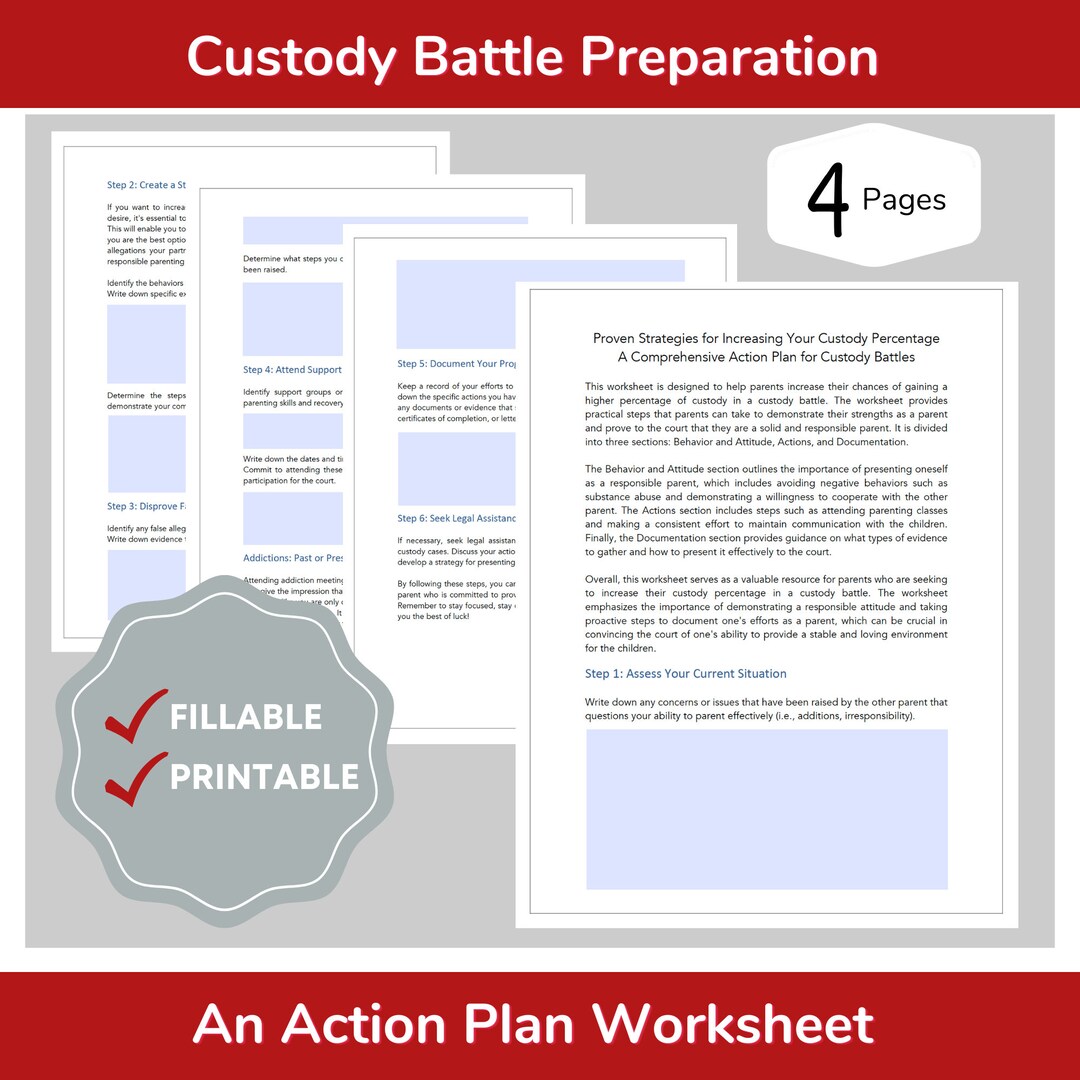 Custody Battle Parenting Worksheet Custody Worksheet Parenting Plan