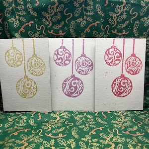 Multiverpakking kerstballen linoprint