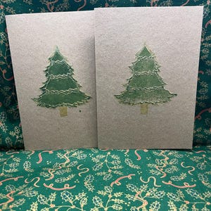 Weihnachtsbaum Linoldruck Karte