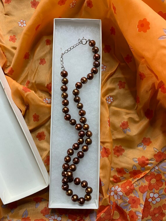 Chocolate Pearl Necklace - REAL