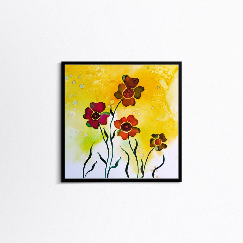 Sunbright Handmade Original Alcohol Ink Painting Mixed Etsy Israel