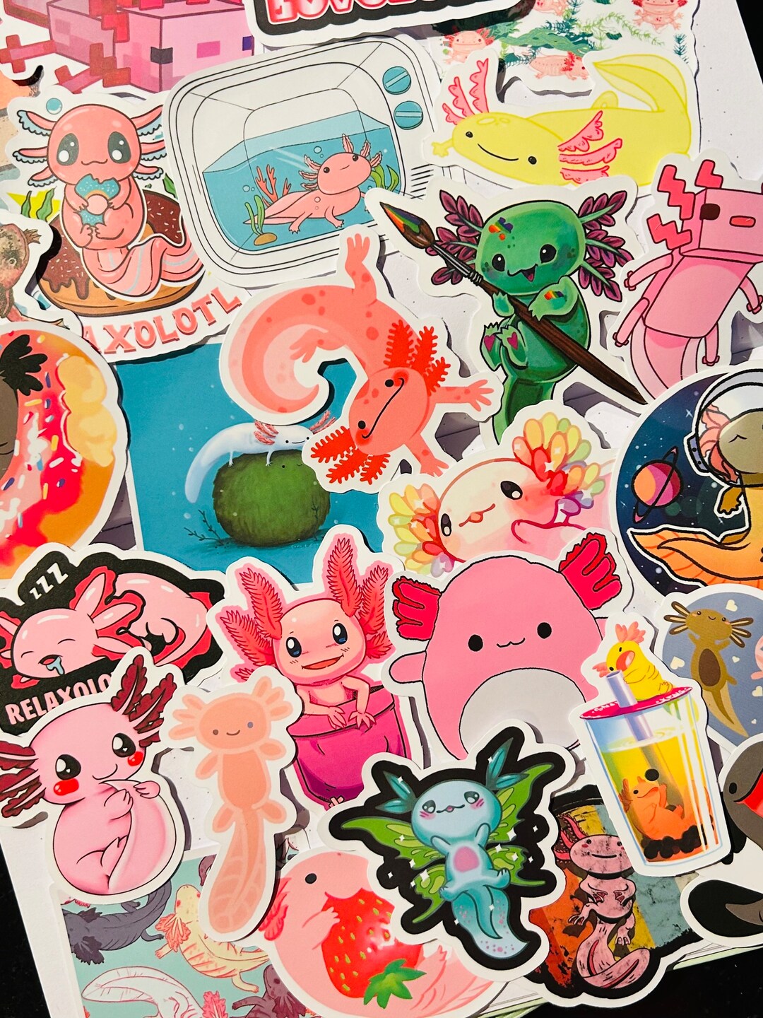 Axolotl Sticker Packs Animal Stickers Pink Axolotl Stickers Cute Kawaii