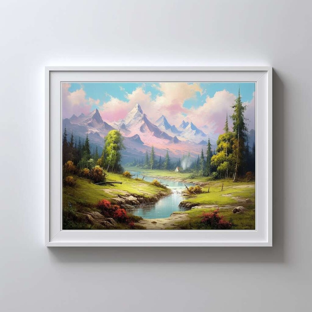 Printable Landscape Art
 PRINTABLE Landscape Art Mountains Landscape Cabin in the Woods