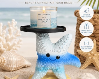 Starfish Bath & Body Works Candle Holder | Beach Candle Stand | Coastal Home Decor | Ocean Themed Candle Display | 3 Wick Candle Accessory