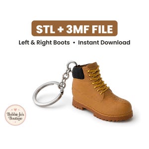 Llavero con forma de bota de trabajo (archivo STL 3MF), archivo de impresión 3D de mini bota izquierda y derecha con orificio para llavero, descarga instantánea, regalo para la construcción.