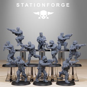 Grim Guard Infantry – Counter-Terrorists – Unit of 10 for 28mm Sci-Fi Wargaming | 16K Print Resolution [Station Forge]