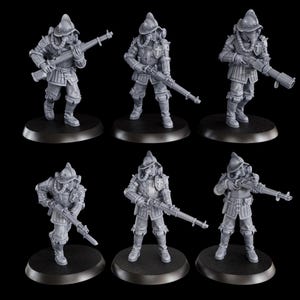 Conquistador Riflemen - 6x Monopose Models for 28mm Wargaming - 16K Print Resolution [Torquemada&#39;s Inquisition] Trench Crusade Compatible