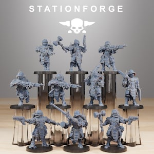 28mm Grimdark Infantry – Frontliners Infantry – Unit of 10 for Sci-Fi Wargaming | 16K Print Resolution [Station Forge]