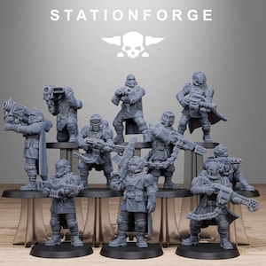 Vaskar Patrol – Unit of 10 for 28mm Sci-Fi Wargaming | 16K Print Resolution[Station Forge] (Grim Guard)