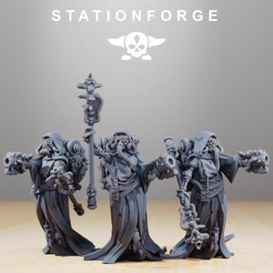 28mm Tech Cult Infantry – Scavenger Electro Lights – Unit of 3 for Sci-Fi Wargaming | 16K Print Resolution [Station Forge]