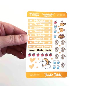 Yellow Weekly Planner Sticker Sheet for Bullet Journaling. Cute Bujo Planning Stickers – Decorative Stickers for Organising Your Week.