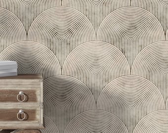 Art Deco Wallpaper, Geometric Removable Wallpaper, Peel and Stick Vintage Wall Mural, Watercolor Wallpaper, Abstract Wallpaper, Modern Mural