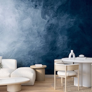 Blue Abstract Watercolor Wallpaper: Peel and Stick Wall Mural