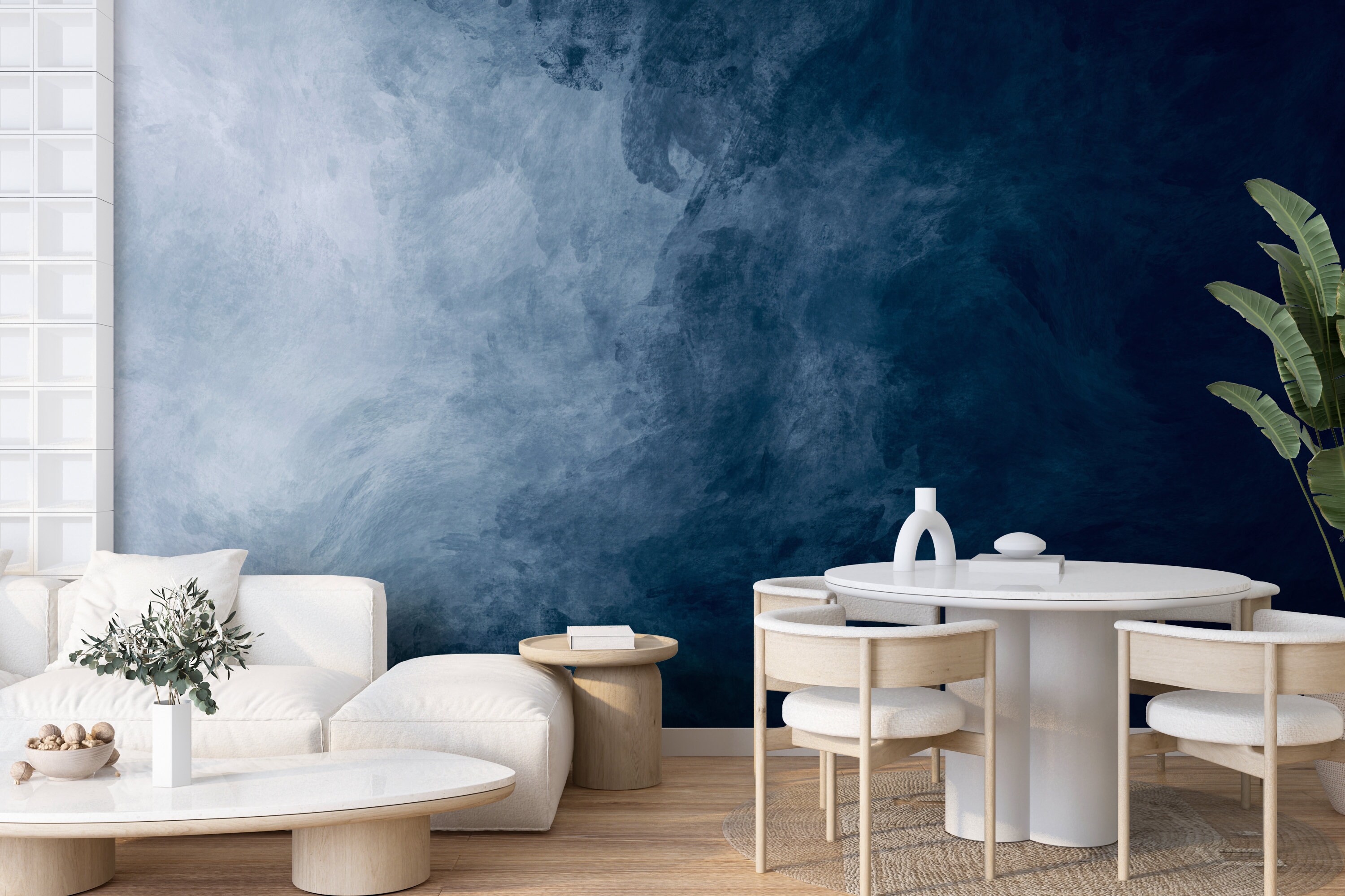Blue Abstract Watercolor Wallpaper: Peel and Stick Wall Mural - Etsy