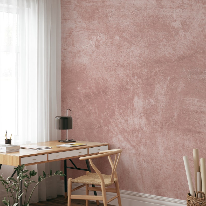 Pink Watercolor Wallpaper Peel and Stick Abstract Wallpaper Etsy