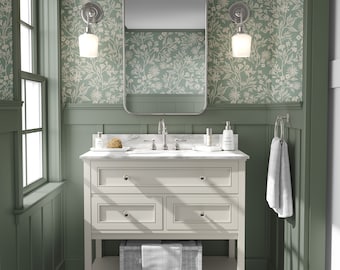 Green Eucalyptus Peel and Stick Wallpaper: Vintage Botanical Mural