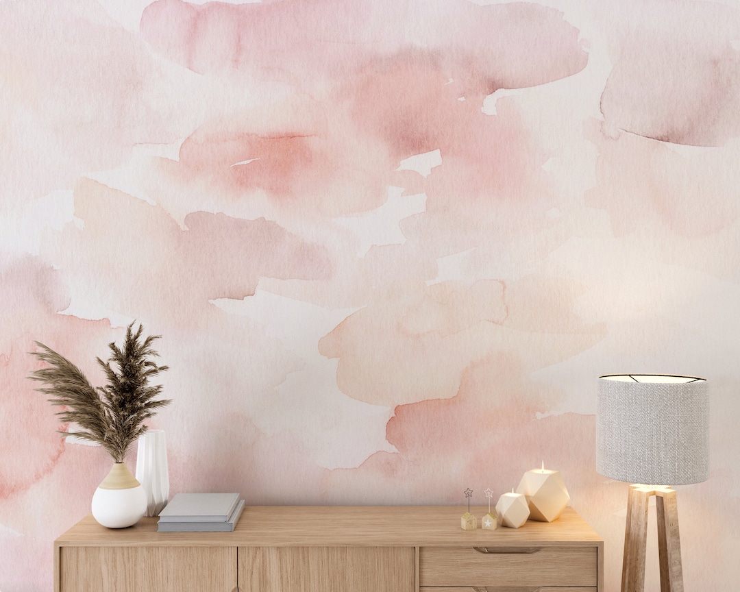 Pink Abstract Watercolor Wallpaper - Removable Peel and Stick - Etsy