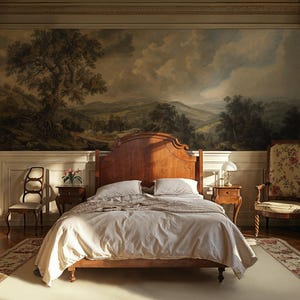 Scenic Wallpaper Landscape Wallpaper, Panoramic Wallpaper, Woodland Scenic Wall Mural Peel and Stick, Countryside Wallpaper