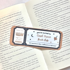 Cruel Prince Inspired Book Club Ticket Bookmark