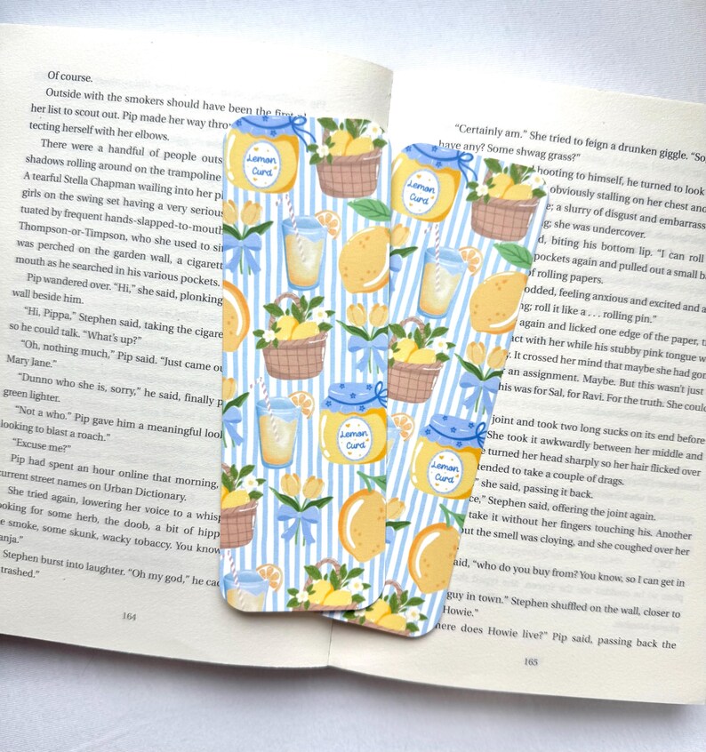 Blue and Yellow Lemon Fruit Bookmark - Etsy