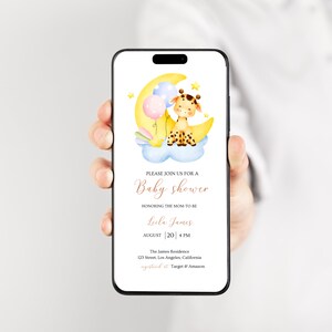 Safari Giraffe Babypartyeinladung, geschlechtsneutrale Babypartyeinladung, Junge oder Mädchen Überraschungsparty, Zwillinge Babypartyeinladung, BD46