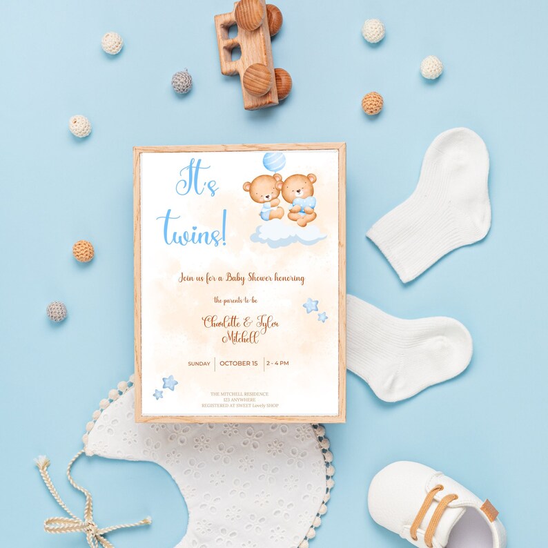 Editable Twins Baby Shower Invitation / It's Twins / Baby Etsy