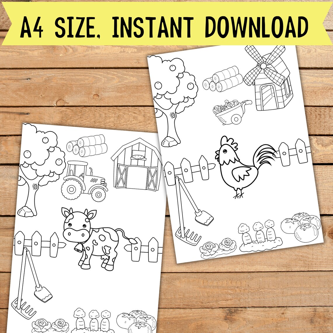 Printable Farm Animals Coloring Pages for Toddlers and Kids, 5 Coloring ...