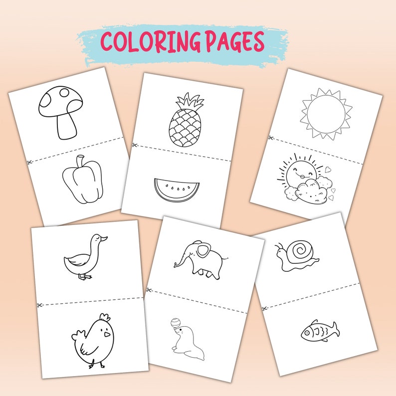 50 Coloring Pages for Toddlers Kids Coloring Book Simple - Etsy