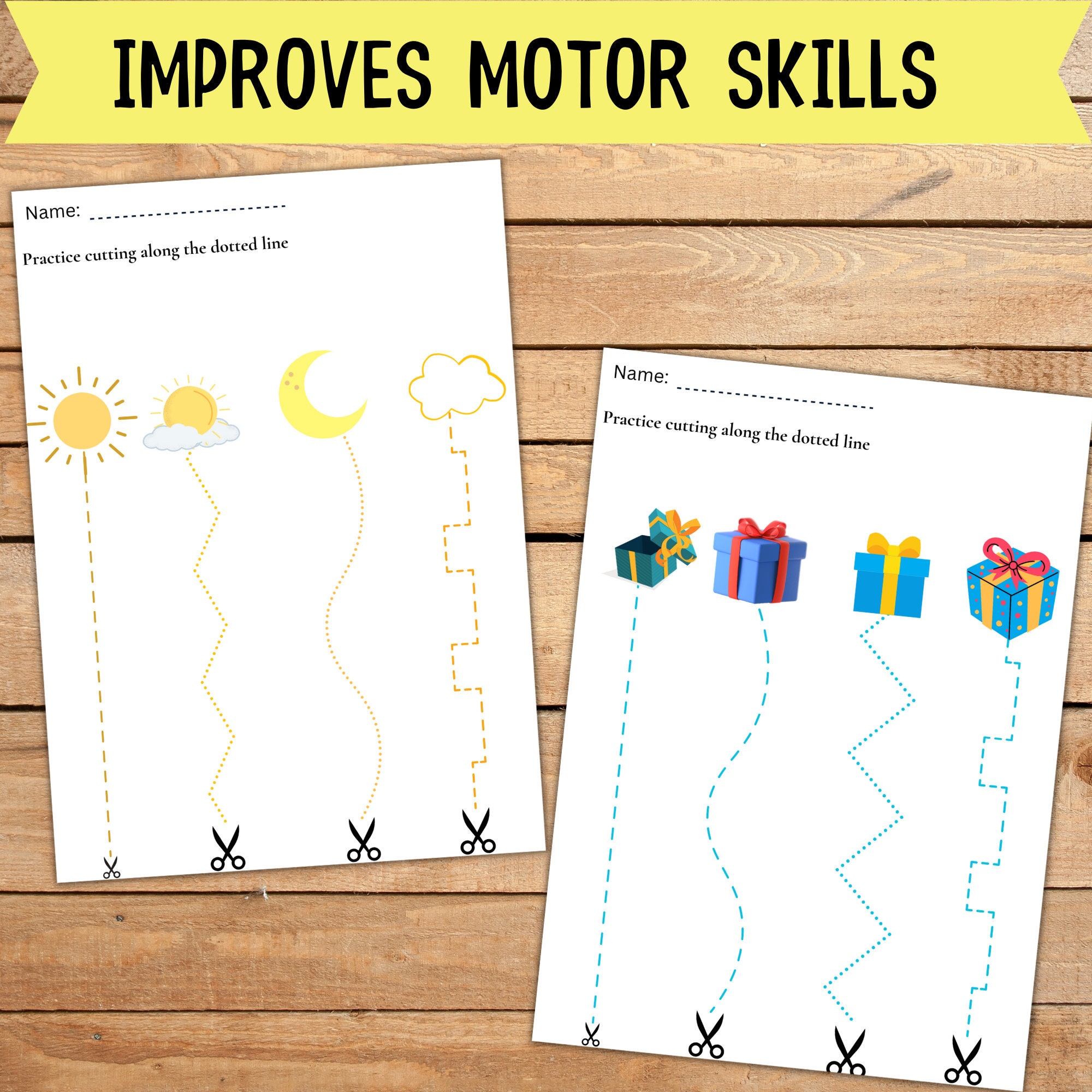 Preschool Cutting Tracing Practice With Scissors, Tracing Line Practice