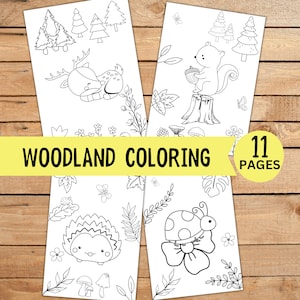 Woodland Animals Coloring Pages for Toddlers and Kids, Printable 11 Coloring Pages, Coloring Sheets Book,Coloring Book, Improve Motor Skills
