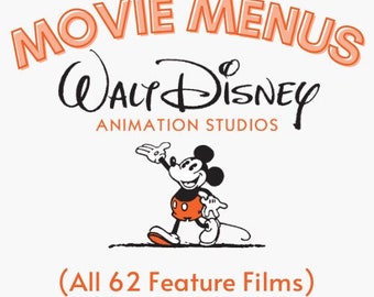 Animated Movie Dinner Menu Collection (Digital)