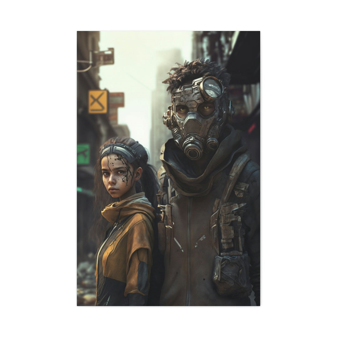 Father & Daughter Postapocalyptic Canvas Scifi Wall Art Etsy