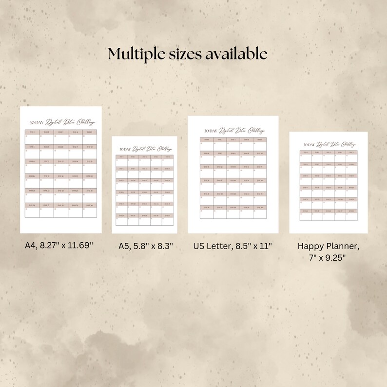 Digital Detox 30 Day Challenge Printable Tracker Digital Template ...