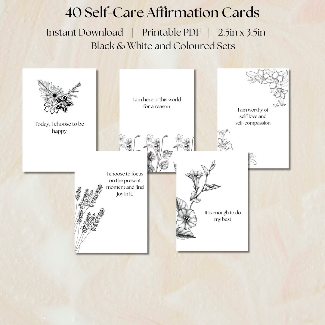 Affirmation Card Deck Printable Self Care Card Gratitude Printable ...