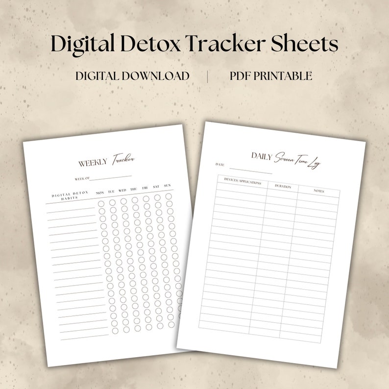Digital Detox Social Media Detox Tracker Printable Download Daily 
