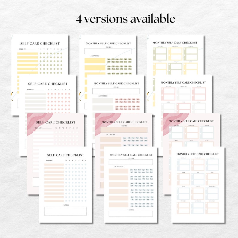 Self Care Checklist Planner Printable Self Care Tracker Weekly Self ...