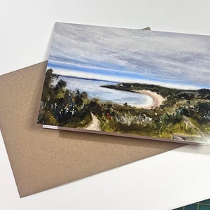 Carte de voeux de paysage marin de plage de peinture à l'huile - carte d'art Ecosse