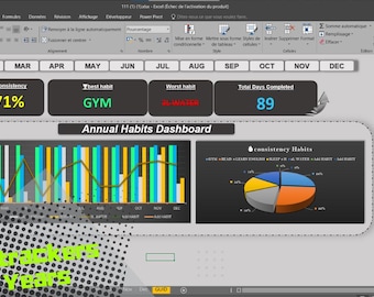 Ultimate Habit Tracker Excel | Automatic Dashboard | Monthly & Annual Planner | Consistency Tracker | Productivity Spreadsheet