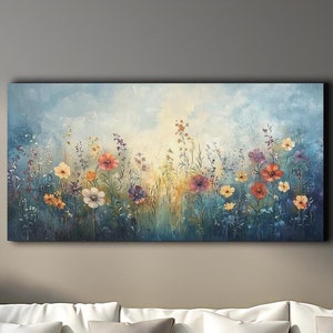 Wildblumen Wiese Leinwanddruck: Soft Pastel Cottagecore Floral Art