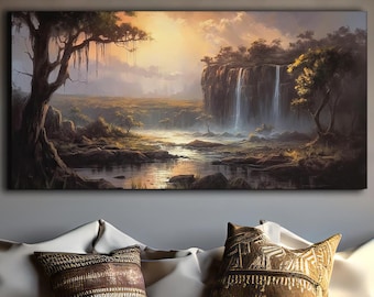 Victoria Falls Sunset Canvas Print: Scenic Landscape Wall Art