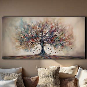 Yggdrasil Painting Canvas Print, Tree of Life Décor, Abstract Wall Art, Soft Watercolor, Symbolic Artwork, Colorful Décor, Unique Art Gift