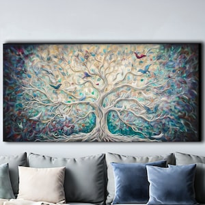 Yggdrasil Painting Canvas Print, Tree of Life Décor, Abstract Modern Wall Art, Colorful Wall Décor, Spiritual Art Gift, Ready to Hang