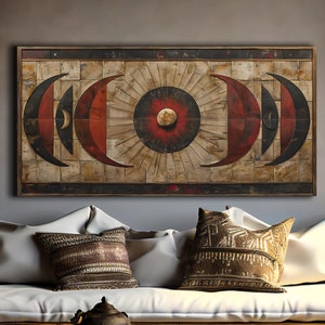 Moon Phases Canvas Art: Celestial Lunar Eclipse Painting