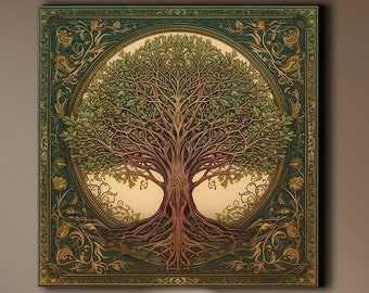 Yggdrasil Canvas Print: Tree of Life Mandala, Celtic Norse Art
