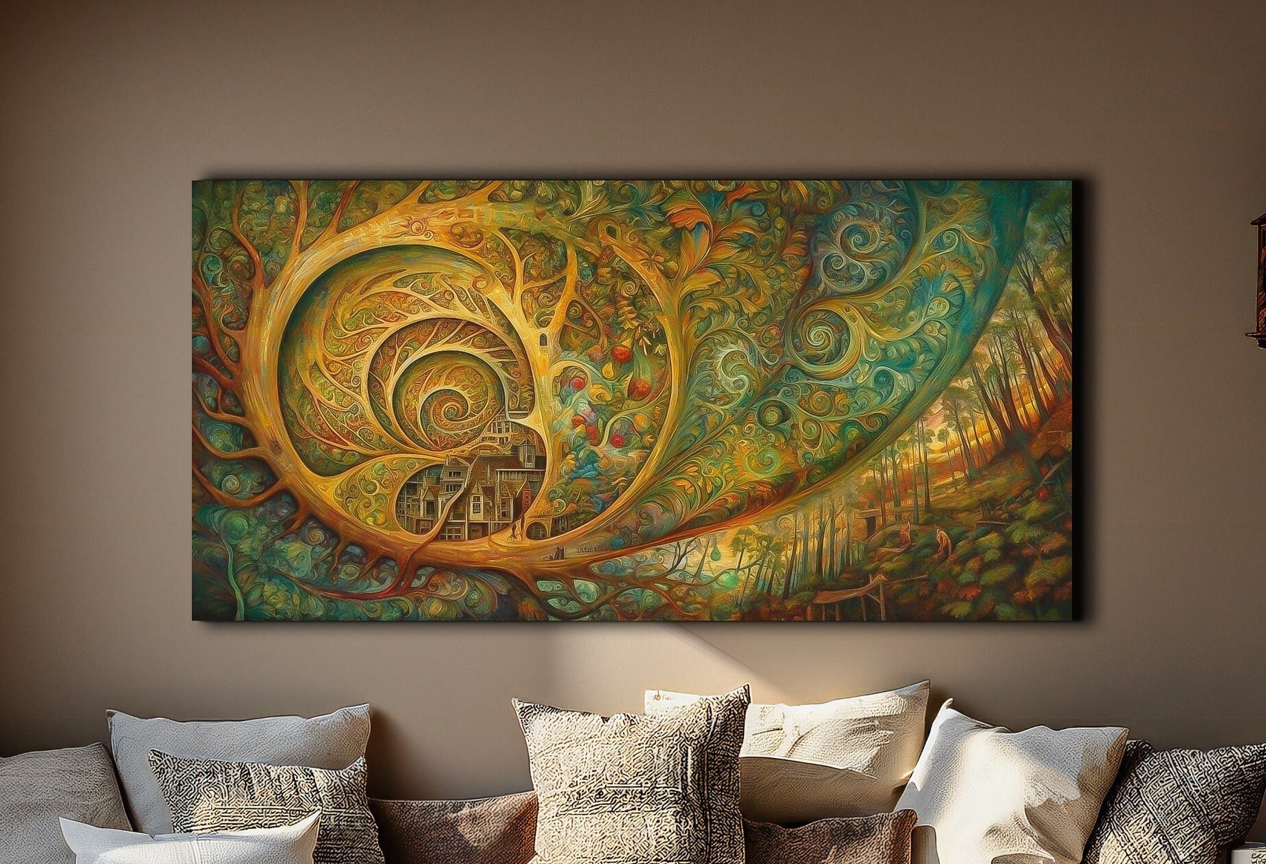 Spiral Forest Canvas Print: Visionary Surreal Nature Wall Art