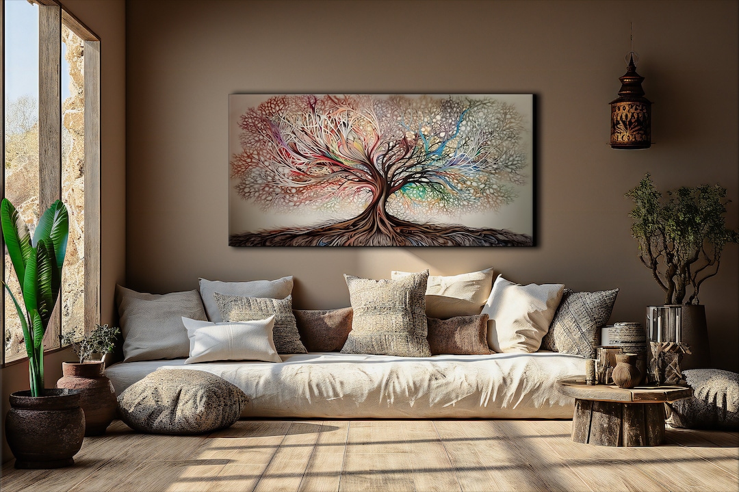 Yggdrasil Painting Canvas Print, Tree of Life Wall Art, Abstract Modern