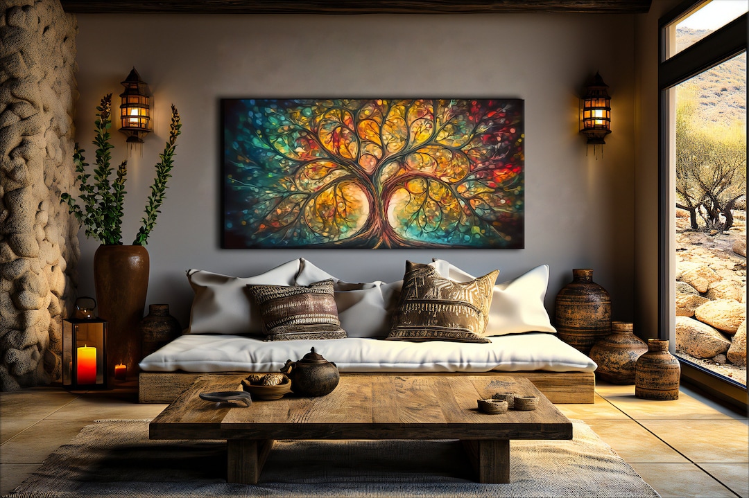 Yggdrasil Painting Canvas Print, Tree of Life Decor, Celtic Wall Art