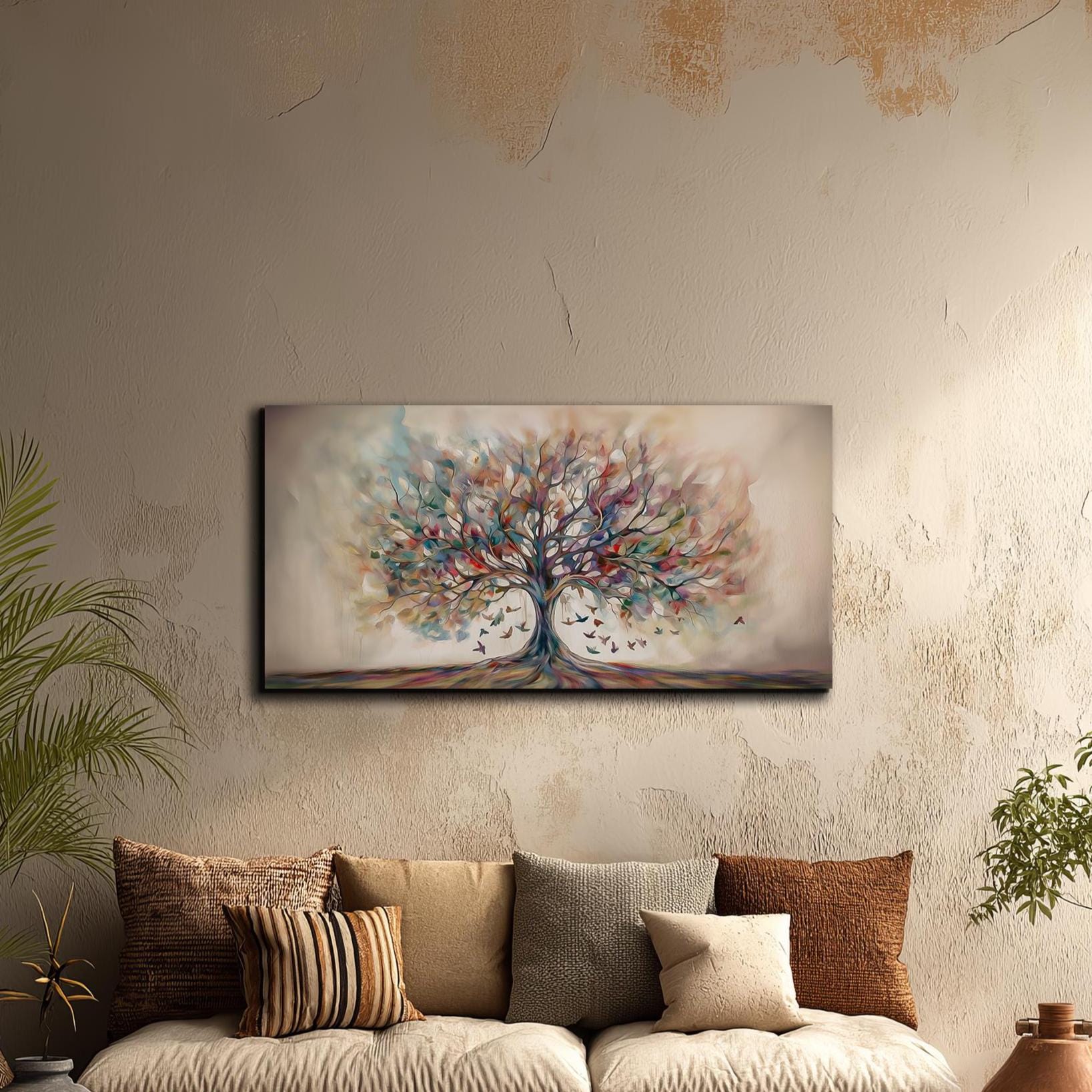 Yggdrasil Tree of Life Canvas Print: Abstract Watercolor Wall Art