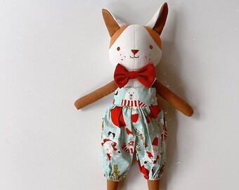 Handmade DOG Doll Linen Sleeping Rat Doll, Toys Fabric, Stuffed Linen Gift, Rag Doll In Organic Cotton, Heirloom Toys, Handcrafted Doll