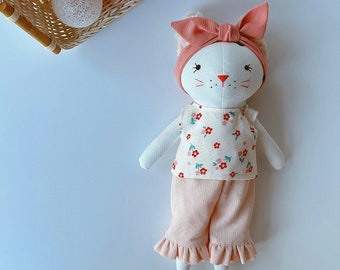 Tiger Doll, Linen Soft Fabric Doll, Heirloom Handmade Doll, Textile Doll, Rag Doll, 33 cm(13 inches), Doll With Clothes